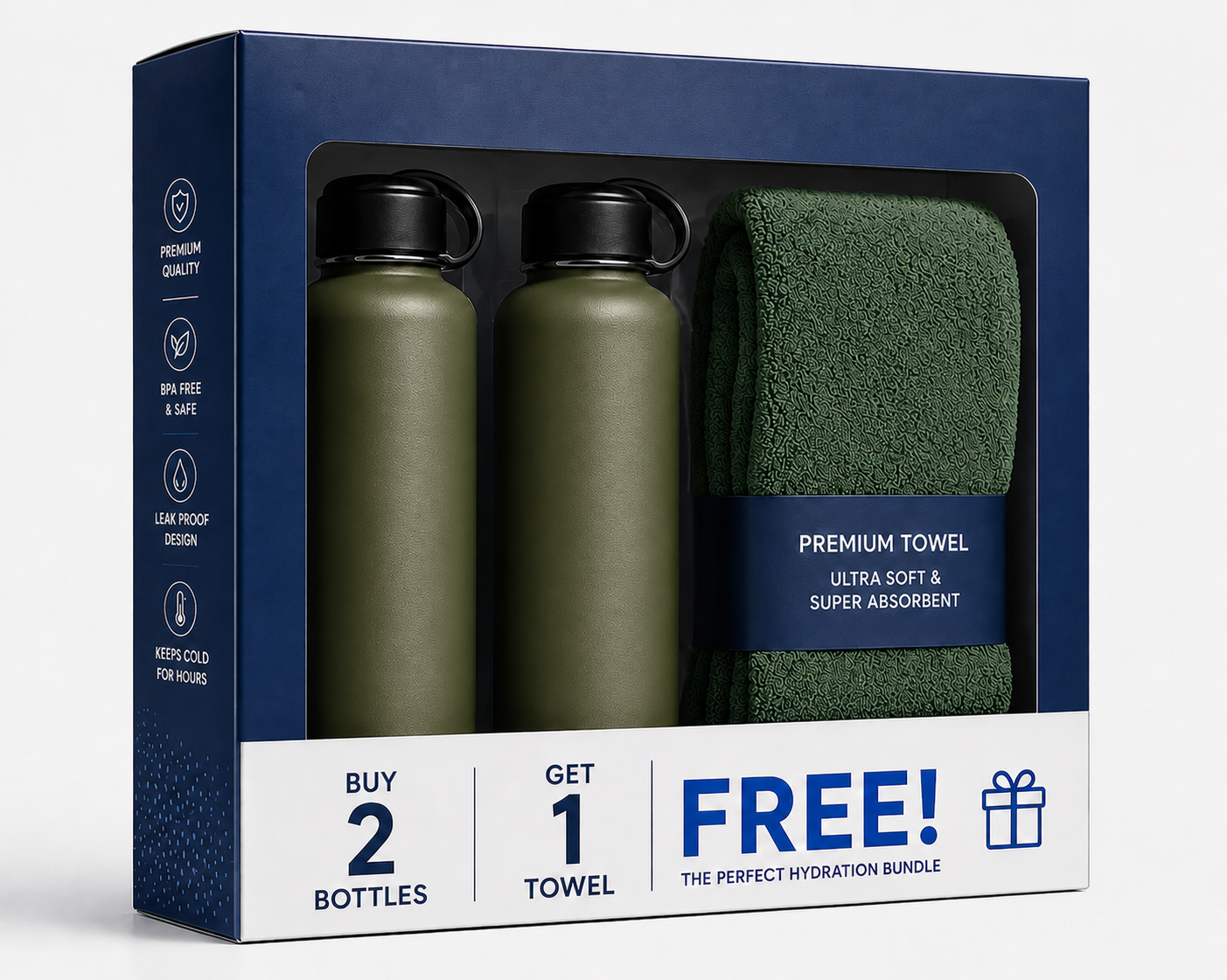 Buy 2 Bottles, Get 1 Towel FREE!