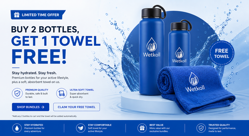 Buy 2 Bottles, Get 1 Towel FREE!